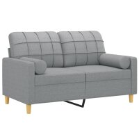 vidaXL 2-Sitzer-Sofa mit Zierkissen Hellgrau 120 cm Stoff