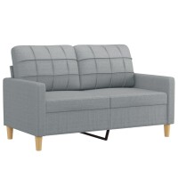 vidaXL 2-Sitzer-Sofa mit Zierkissen Hellgrau 120 cm Stoff