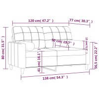 vidaXL 2-Sitzer-Sofa mit Zierkissen Hellgrau 120 cm Stoff