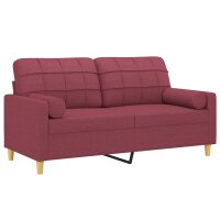 vidaXL 2-Sitzer-Sofa mit Zierkissen Weinrot 140 cm Stoff
