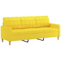 vidaXL 3-Sitzer-Sofa mit Zierkissen Hellgelb 180 cm Stoff