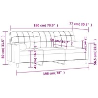 vidaXL 3-Sitzer-Sofa mit Zierkissen Hellgelb 180 cm Stoff