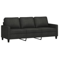 vidaXL 3-Sitzer-Sofa mit Hocker Schwarz 180 cm Stoff