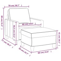 vidaXL Sessel mit Hocker Hellgrau 60 cm Stoff