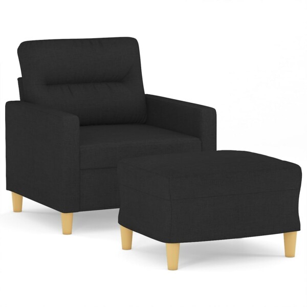 vidaXL Sessel mit Hocker Schwarz 60 cm Stoff