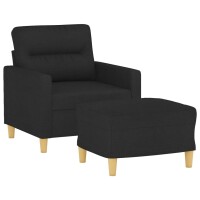 vidaXL Sessel mit Hocker Schwarz 60 cm Stoff