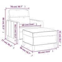 vidaXL Sessel mit Hocker Schwarz 60 cm Stoff