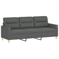 vidaXL 3-Sitzer-Sofa mit Hocker Dunkelgrau 180 cm Stoff