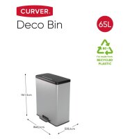 Curver Tretm&uuml;lleimer Deco Rechteckig 65L Silbern