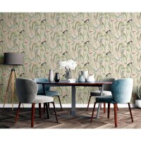 DUTCH WALLCOVERINGS Tapete Flamingo Creme und Mintgr&uuml;n