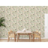 DUTCH WALLCOVERINGS Tapete Flamingo Creme und Mintgr&uuml;n