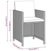 vidaXL 3-tlg. Garten-Essgruppe mit Kissen Poly Rattan Grau