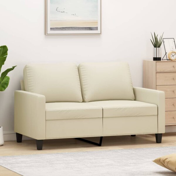 vidaXL 2-Sitzer-Sofa Creme 120 cm Kunstleder