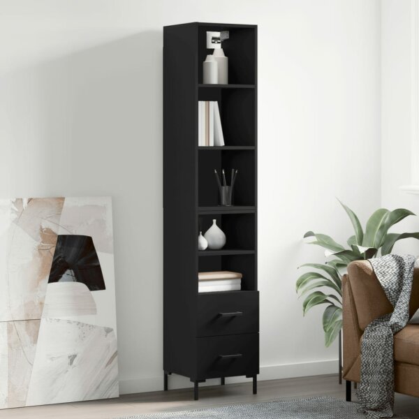 vidaXL Highboard Schwarz 34,5x34x180 cm Holzwerkstoff