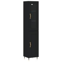 vidaXL Highboard Schwarz 34,5x34x180 cm Holzwerkstoff