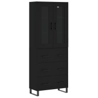 vidaXL Highboard Schwarz 69,5x34x180 cm Holzwerkstoff