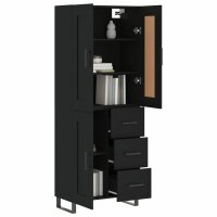 vidaXL Highboard Schwarz 69,5x34x180 cm Holzwerkstoff