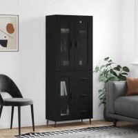 vidaXL Highboard Schwarz 69,5x34x180 cm Holzwerkstoff