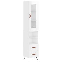 vidaXL Highboard Hochglanz-Wei&szlig; 34,5x34x180 cm Holzwerkstoff