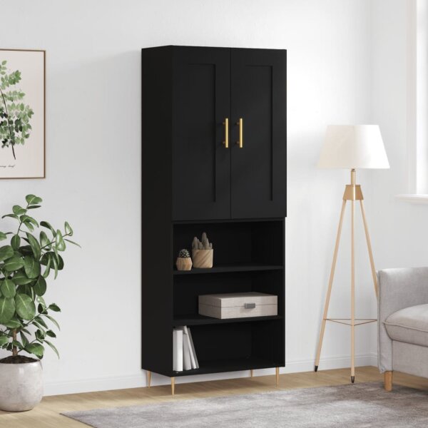 vidaXL Highboard Schwarz 69,5x34x180 cm Holzwerkstoff