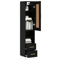 vidaXL Highboard Schwarz 34,5x34x180 cm Holzwerkstoff