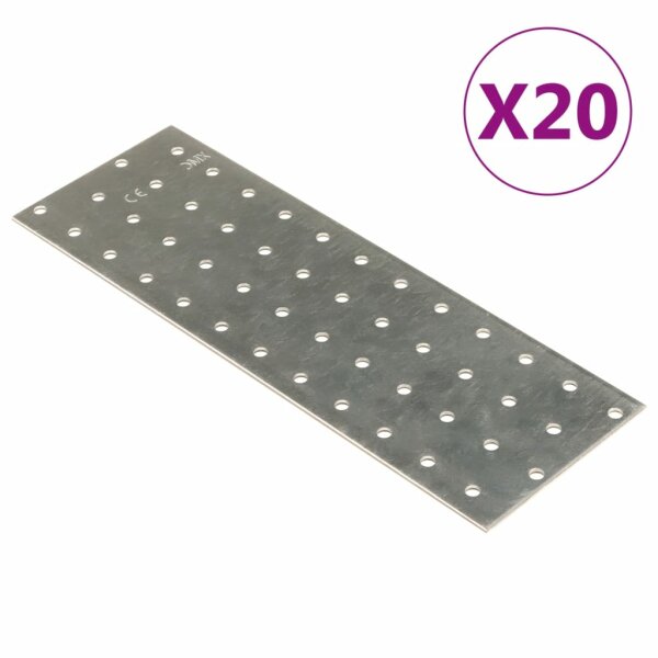 vidaXL Lochplatten 20 Stk. 2 mm 240x80 mm Verzinkter Stahl