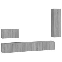 vidaXL 4-tlg. TV-Schrank-Set Grau Sonoma Holzwerkstoff