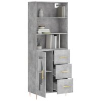 vidaXL Highboard Betongrau 69,5x34x180 cm Holzwerkstoff