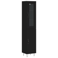 vidaXL Highboard Schwarz 34,5x34x180 cm Holzwerkstoff