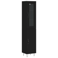 vidaXL Highboard Schwarz 34,5x34x180 cm Holzwerkstoff