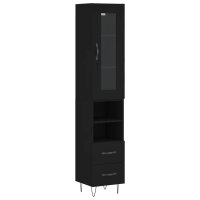 vidaXL Highboard Schwarz 34,5x34x180 cm Holzwerkstoff