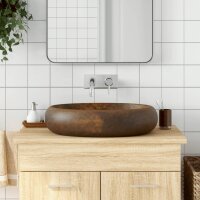 vidaXL Aufsatzwaschbecken Braun Oval 59x40x15 cm Keramik