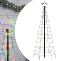 vidaXL LED-Weihnachtsbaum mit Erdspie&szlig;en 220 LEDs Mehrfarbig 180 cm