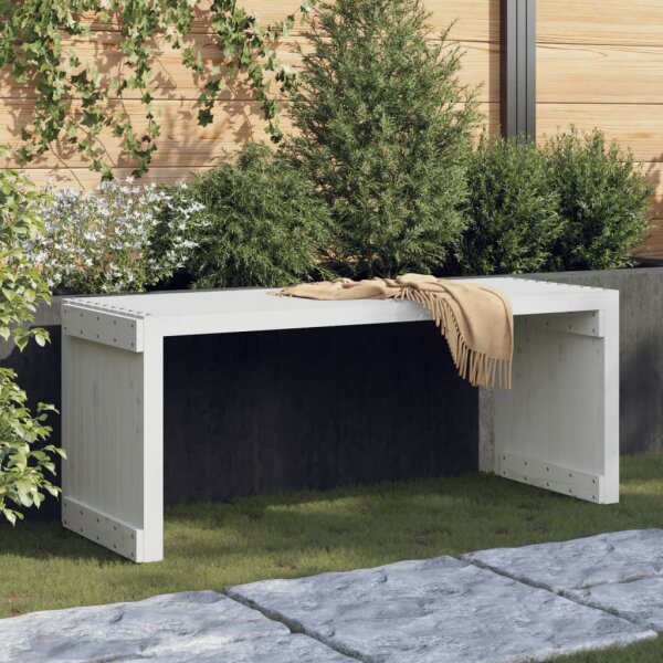 vidaXL Gartenbank Ausziehbar Wei&szlig; 212,5x40,5x45 cm Massivholz Kiefer