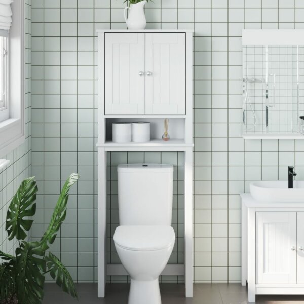 vidaXL Toilettenschrank BERG Wei&szlig; 60x27x164,5 cm Massivholz