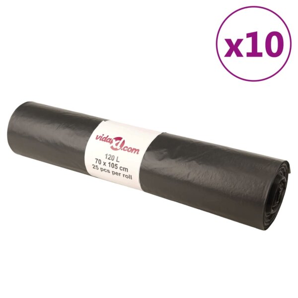 vidaXL M&uuml;lls&auml;cke 250 Stk. Schwarz 120 L