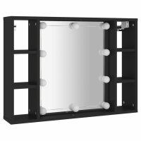 vidaXL Spiegelschrank mit LED Schwarz 76x15x55 cm