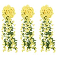 vidaXL Künstliche Blumengirlanden 3 Stk. Gelb 85 cm