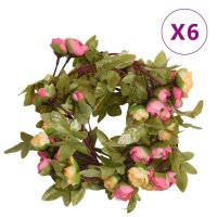 vidaXL K&uuml;nstliche Blumengirlanden 6 Stk. Rosa 215 cm