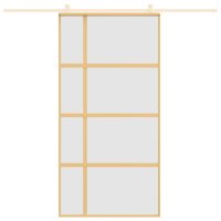 vidaXL Schiebet&uuml;r Golden 102,5x205 cm Matt ESG-Glas und Aluminium