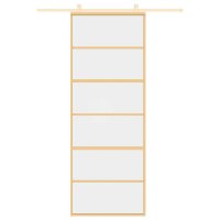 vidaXL Schiebet&uuml;r Golden 76x205 cm ESG-Klarglas und Aluminium