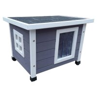 @Pet Outdoor Katzenhaus XL 68,5x54x51,5 cm Holz Grau und...