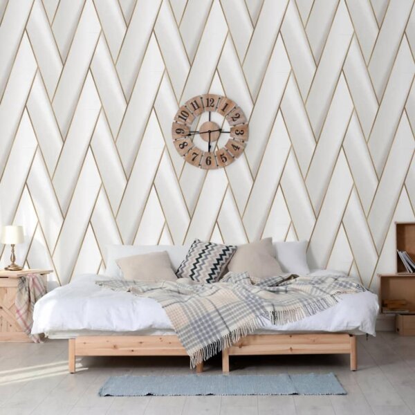 DUTCH WALLCOVERINGS Tapete Geometric Wei&szlig; und Golden