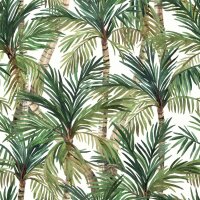 DUTCH WALLCOVERINGS Tapete Palm Trees Grün und Weiß