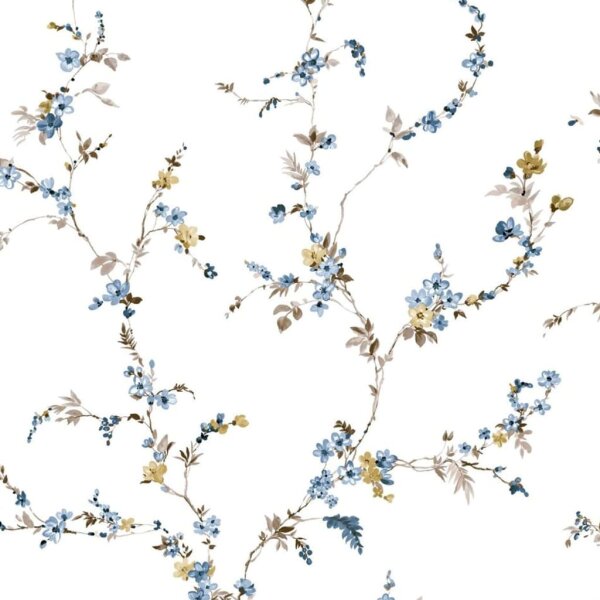 Noordwand Tapete Blooming Garden 6 Floral Strands Wei&szlig; und Blau