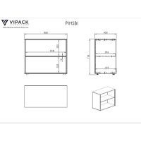 Vipack B&uuml;cherregal Pino 2 F&auml;cher Holz Wei&szlig;