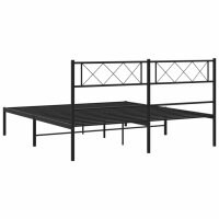 vidaXL Bettgestell mit Kopfteil Metall Schwarz 140x190 cm