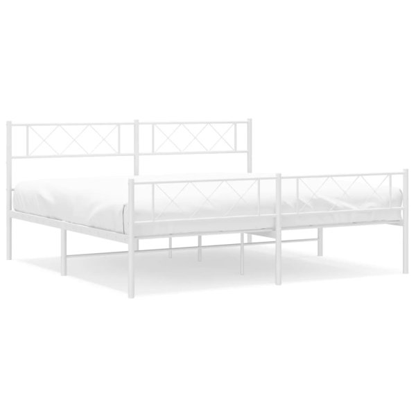 vidaXL Bettgestell mit Kopf- und Fußteil Metall Weiß 200x200 cm