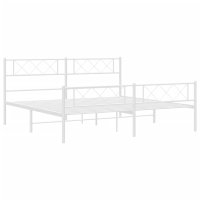 vidaXL Bettgestell mit Kopf- und Fußteil Metall Weiß 200x200 cm