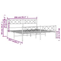 vidaXL Bettgestell mit Kopf- und Fußteil Metall Weiß 200x200 cm